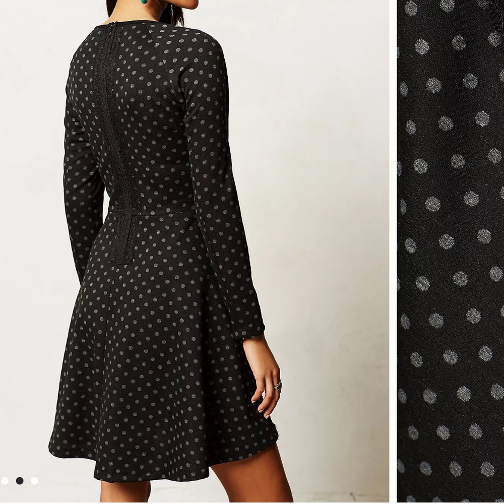 Anthropologie Black and Gray Polka Dot Dress